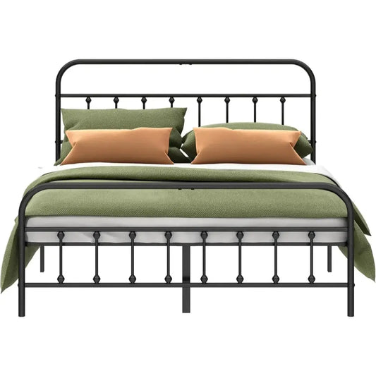 Full Size Bed Frame Stable Heavy Duty Steel Slat - No Box Spring Needed Easy Transport & Setup