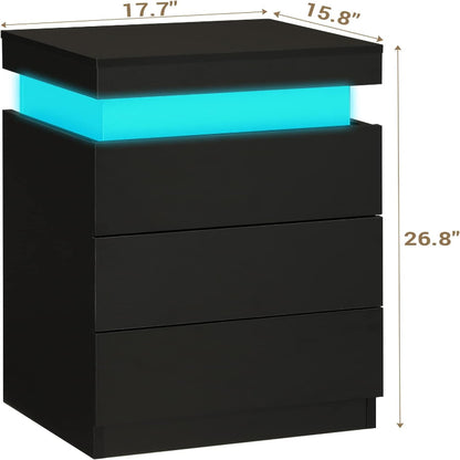 Modern Wooden Nightstand with USB Ports Sliding Top & 3 Drawers  