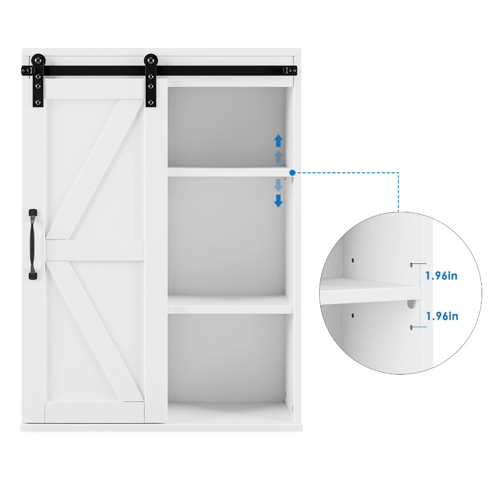 Bathroom Cabinet Wall Mounted - Farmhouse Barn Door Storage