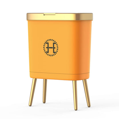 4-Gallon Plastic Garbage Trash Can Bin with Lid & Legs