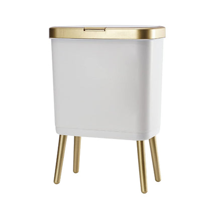 4-Gallon Plastic Garbage Trash Can Bin with Lid & Legs
