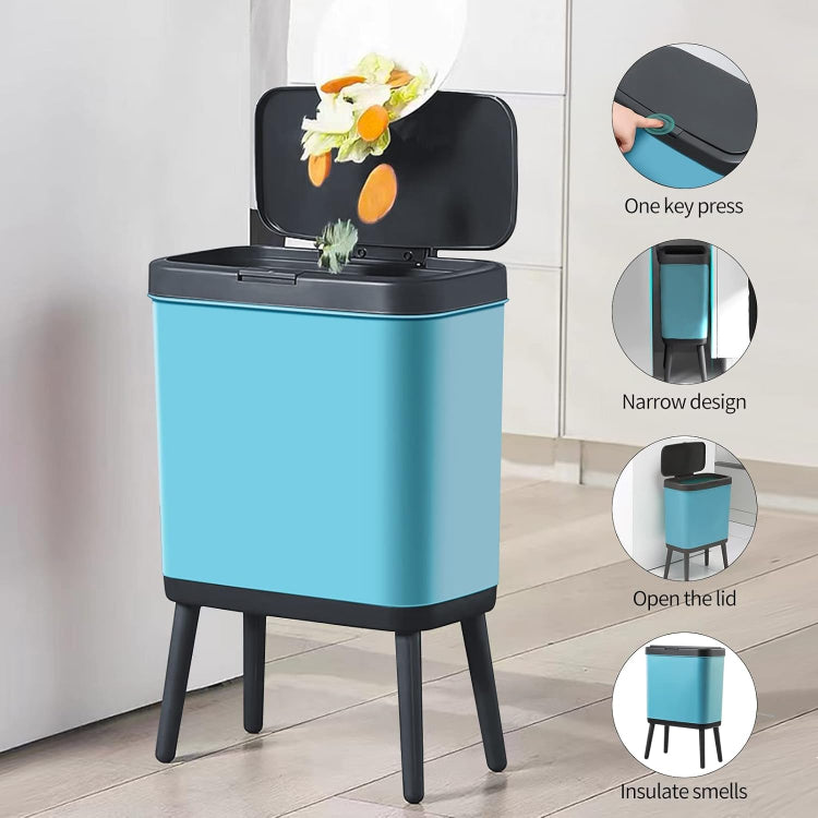 4-Gallon Plastic Garbage Trash Can Bin with Lid & Legs