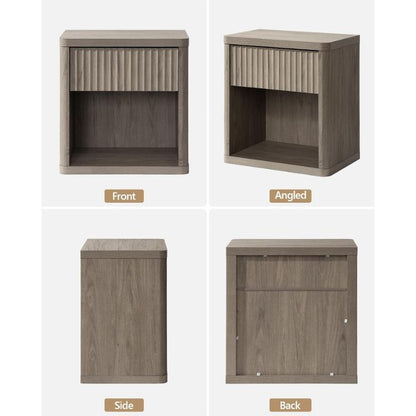 Set of 2 Wooden Nightstands with Ample Storage Space & Sleek Curve Profile