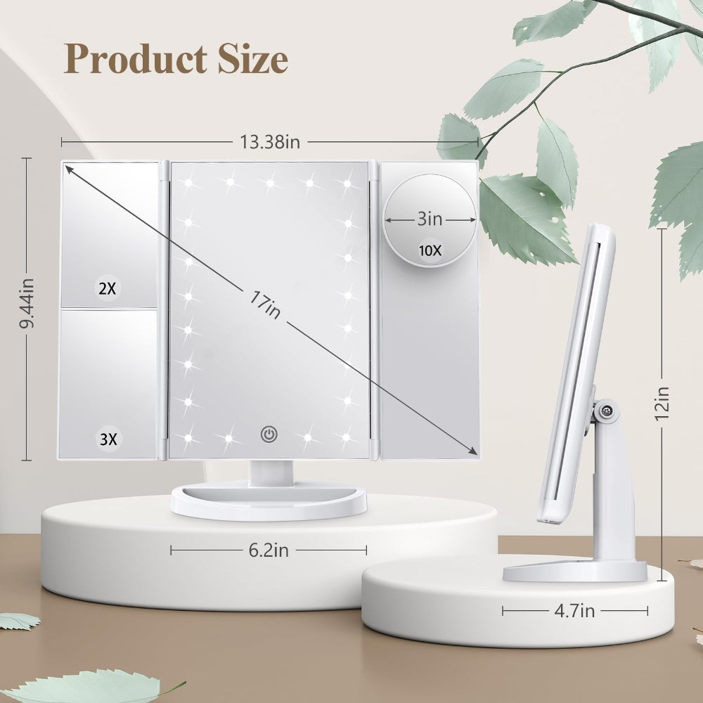 Makeup Mirror with Lights - 2X, 3X, 10X Magnification