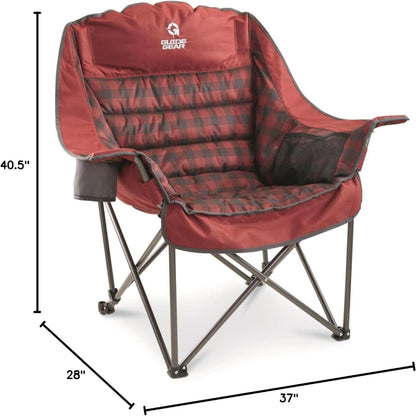 Oversized XL Fully Padded Seat Camping Chair with Cup Holder & Storage Pockets