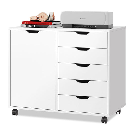 DEVAISE 5-Drawer Wood Dresser & Mobile Storage Cabinet