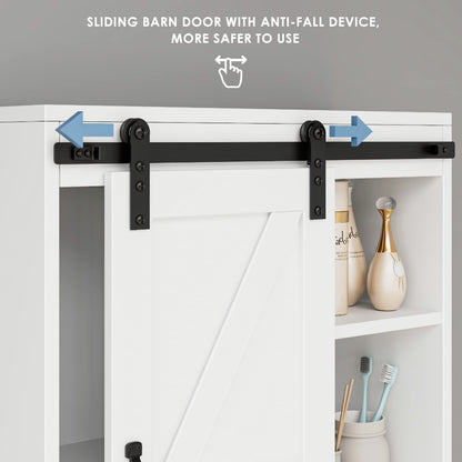 Bathroom Cabinet Wall Mounted - Farmhouse Barn Door Storage