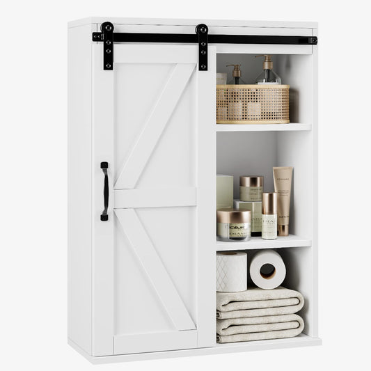 Bathroom Cabinet Wall Mounted - Farmhouse Barn Door Storage