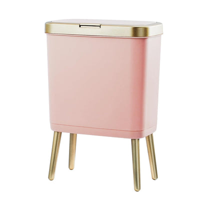 4-Gallon Plastic Garbage Trash Can Bin with Lid & Legs