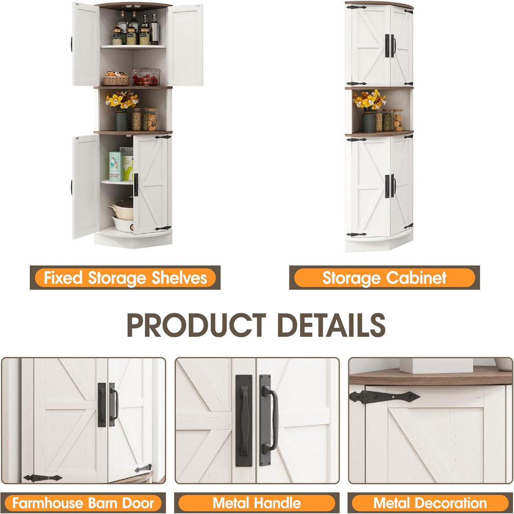 Corner Storage Cabinet with Barn Doors & Ample Storage