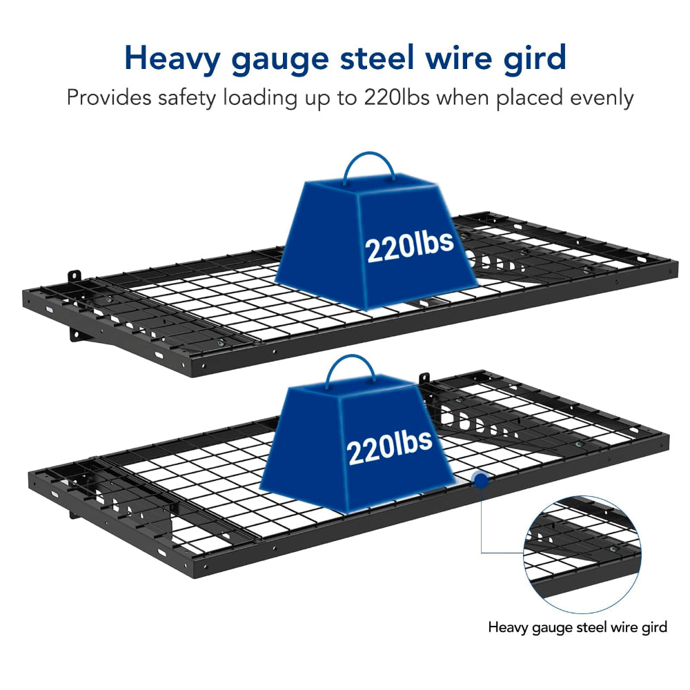 Garage Storage Shelving Rack 2x4ft - 440lbs Capacity, Black