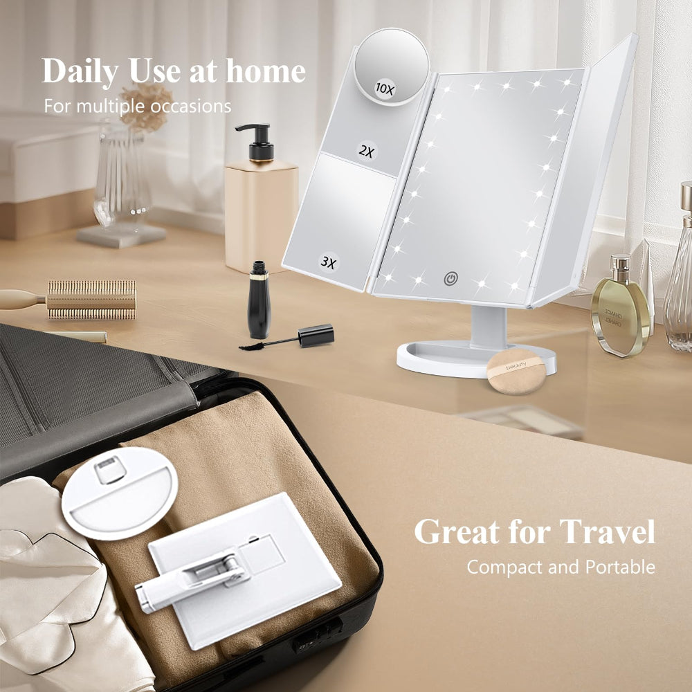 Makeup Mirror with Lights - 2X, 3X, 10X Magnification