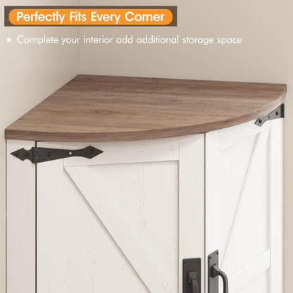 Corner Storage Cabinet with Barn Doors & Ample Storage