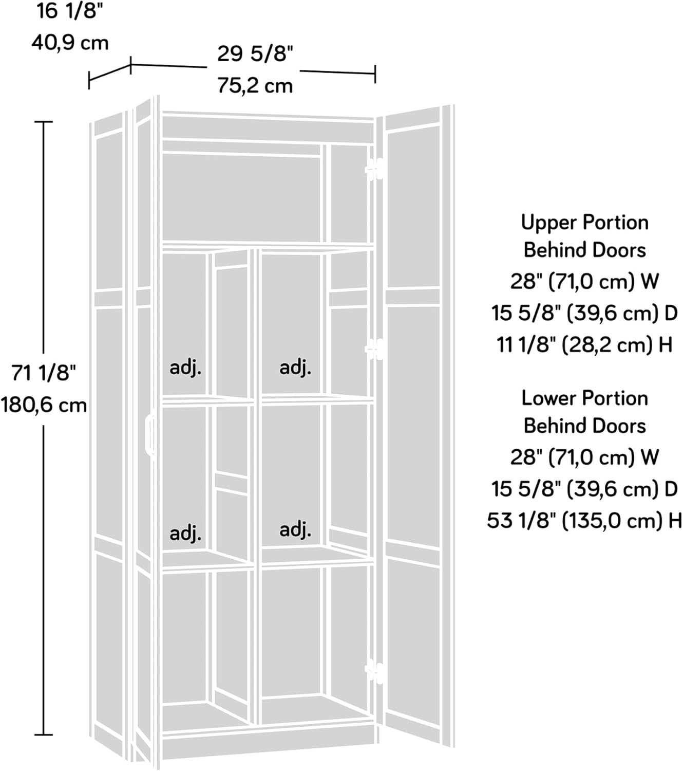 Storage Cabinet with Adjustable Shelves & Sturdy Hinges