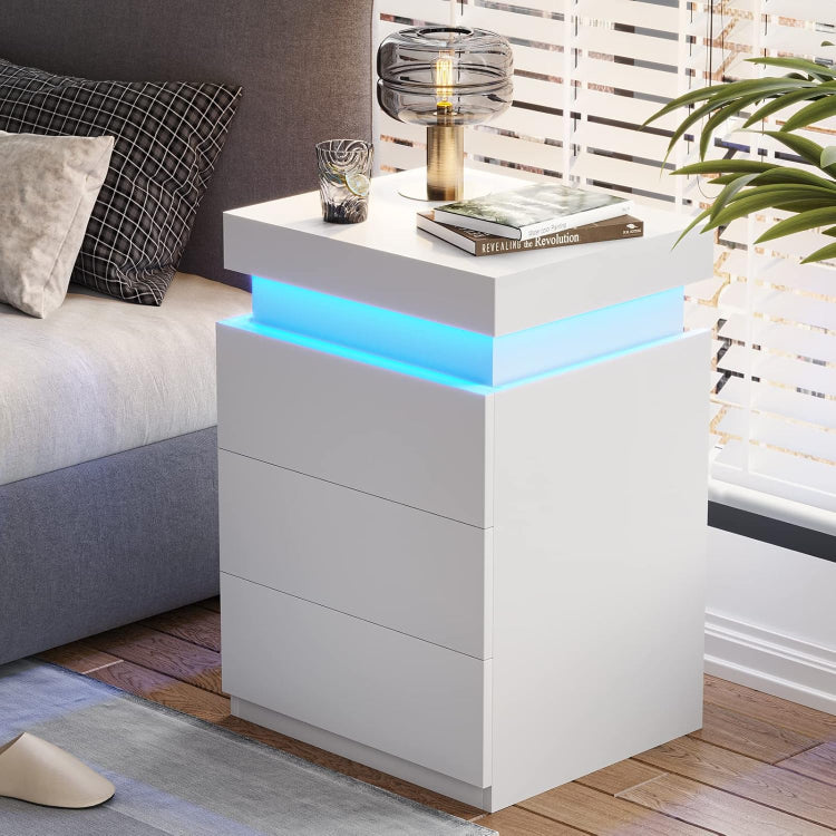 Modern Wooden Nightstand with USB Ports Sliding Top & 3 Drawers  