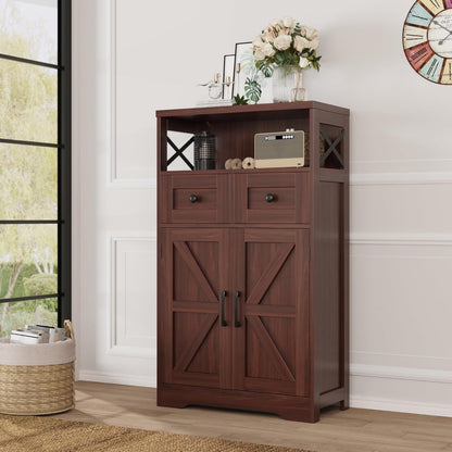 Farmhouse Storage Cabinet with Doors & Drawers