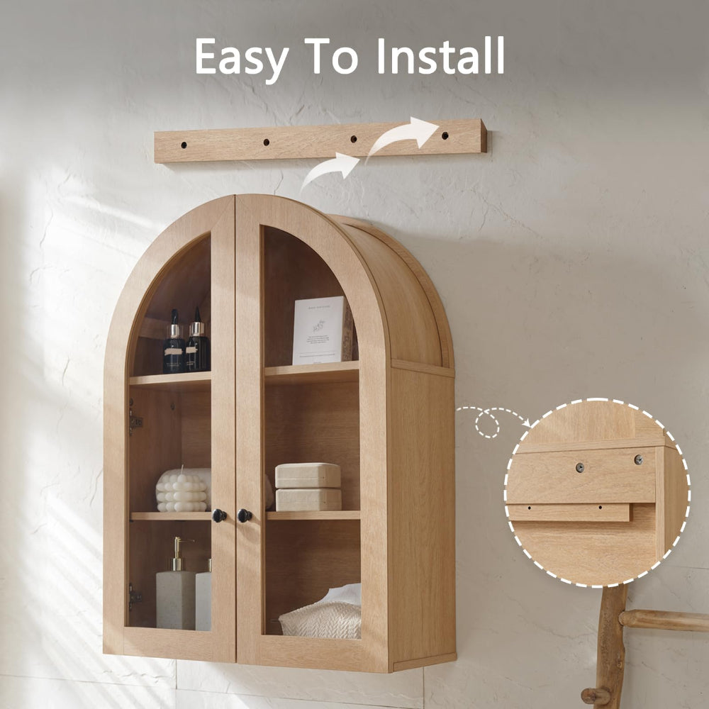 Over Toilet Storage Cabinet: Adjustable Shelves & Glass Door