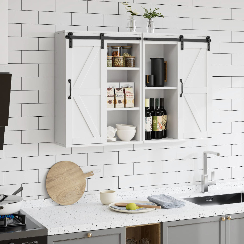 Bathroom Cabinet Wall Mounted - Farmhouse Barn Door Storage