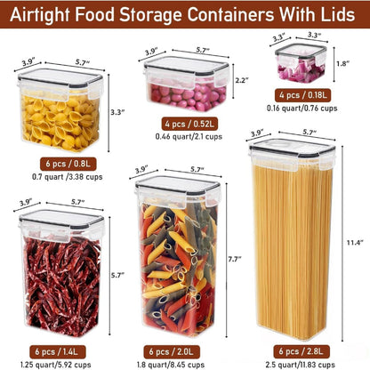 Plastic Food Storage Containers with Lids Pantry Organization Canisters (68 PCS)