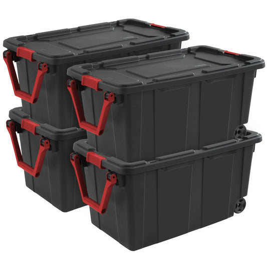 Sterilite 40 Gal Heavy-Duty Storage Bins w/Wheels, 4-Pack