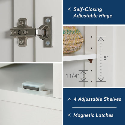 Storage Cabinet with Adjustable Shelves & Sturdy Hinges