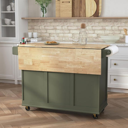 Kitchen Island Cart with Storage & Drop Leaf