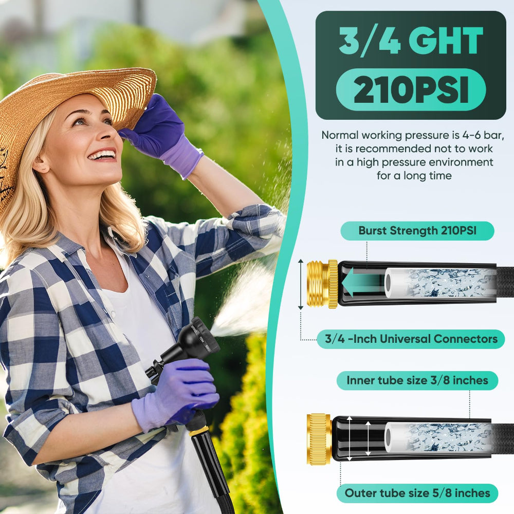 Leak-Proof 100FT Garden Hose - Lightweight & Wear-Resistant