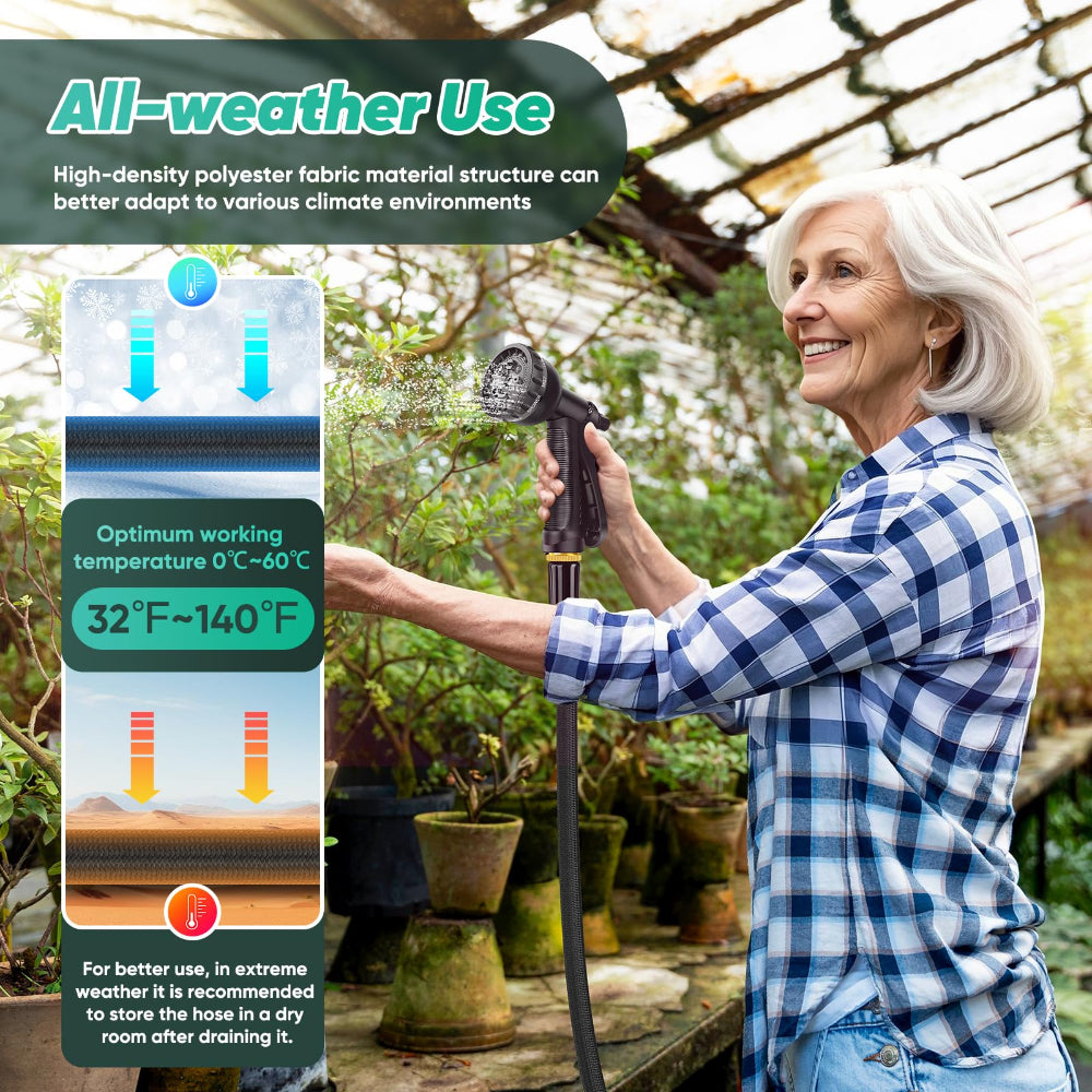 Leak-Proof 100FT Garden Hose - Lightweight & Wear-Resistant