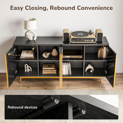Sideboard Buffet Cabinet with Fluted Doors & Ample Storage