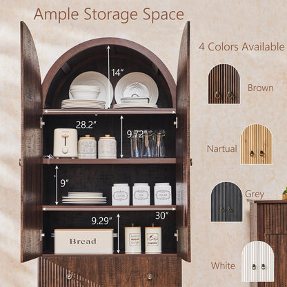 Arched Fluted Kitchen Pantry with 2 Storage Drawers
