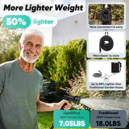 Leak-Proof 100FT Garden Hose - Lightweight & Wear-Resistant