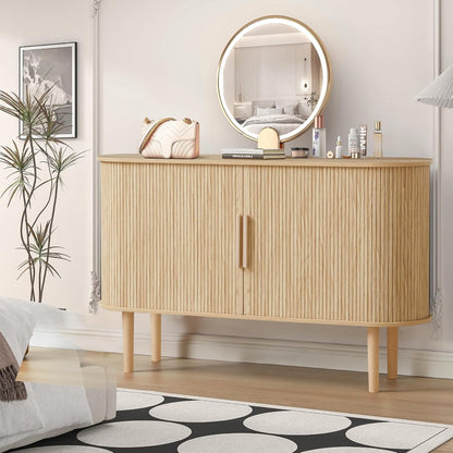 Credenza Sideboard Buffet Cabinet with Fluted Slide Doors