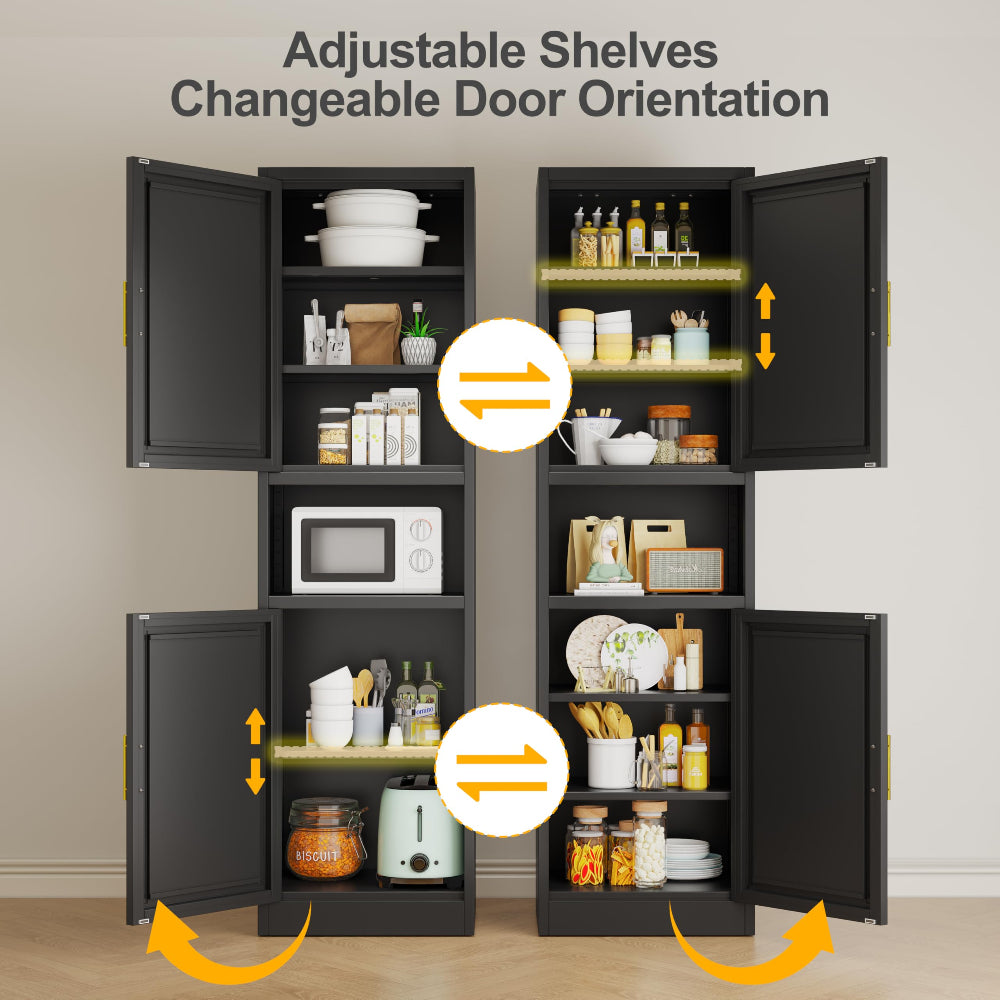 67" Tall Bathroom Cabinet - Black Metal Storage, Adjustable