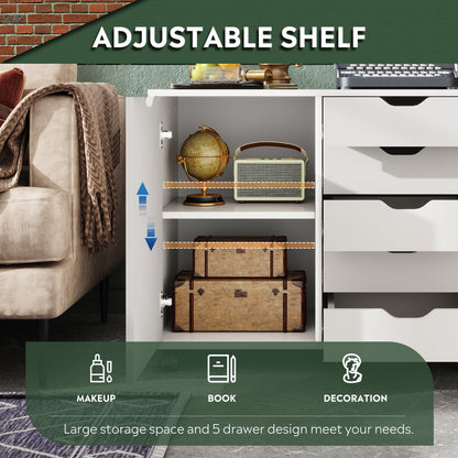 DEVAISE 5-Drawer Wood Dresser & Mobile Storage Cabinet