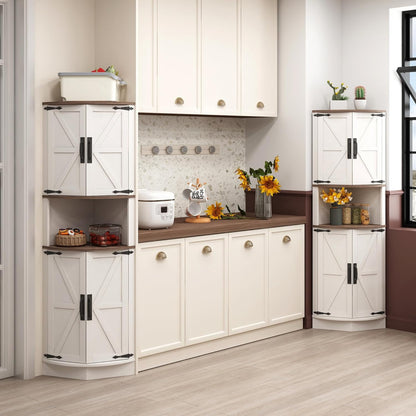 Corner Storage Cabinet with Barn Doors & Ample Storage
