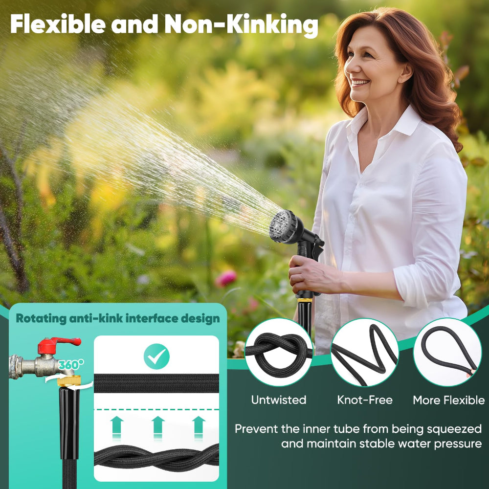 Leak-Proof 100FT Garden Hose - Lightweight & Wear-Resistant