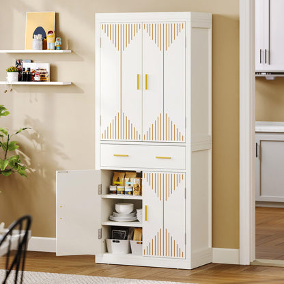 Kitchen Pantry Cabinet 72.4" Tall with Drawer & Shelves