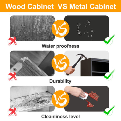 67" Tall Bathroom Cabinet - Black Metal Storage, Adjustable