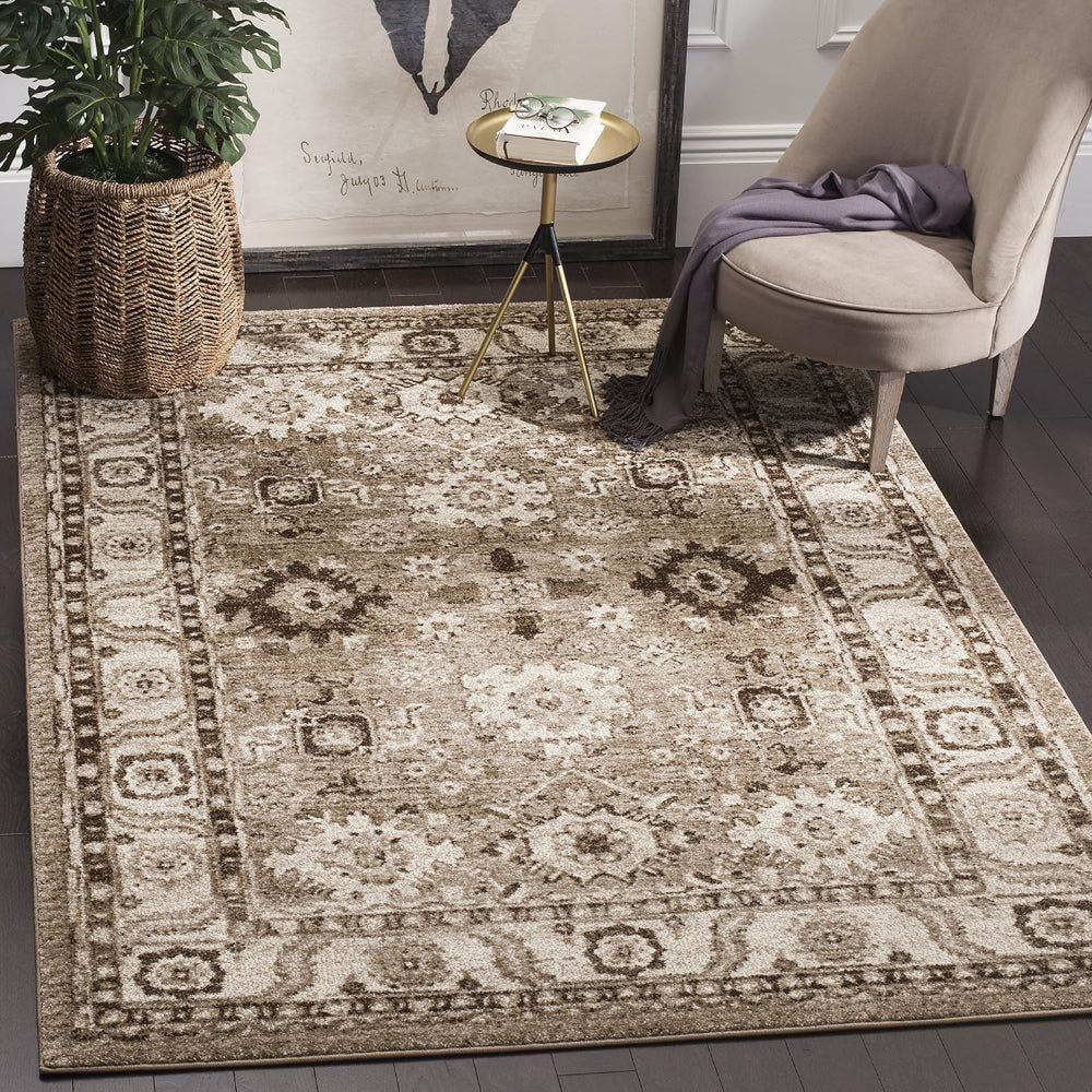 Non-Shedding Taupe Oriental Persian Traditional Design Area Rug