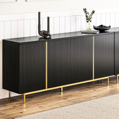 Sideboard Buffet Cabinet with Fluted Doors & Ample Storage