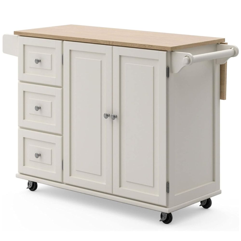 Kitchen Island Cart with Storage & Drop Leaf