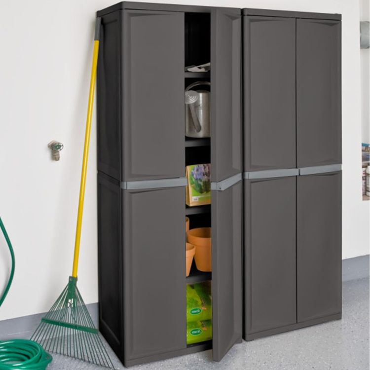 Storage Cabinet Organizer with Double Doors & 4 Adjustable Shelves