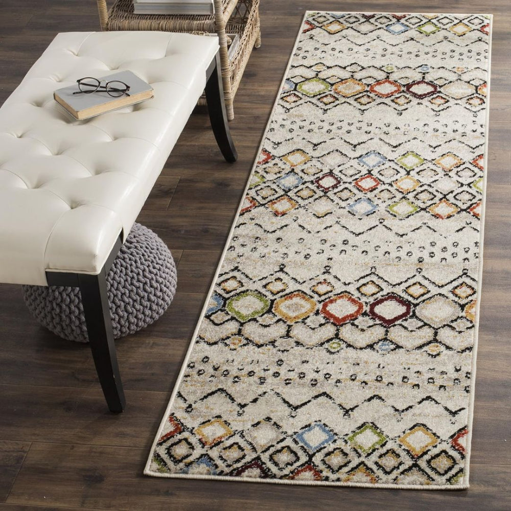 Ivory Moroccan Boho Non-Shedding Area Rug