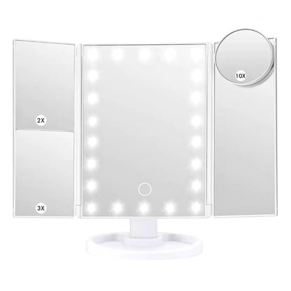 Touch Control Trifold Makeup Mirror with Lights