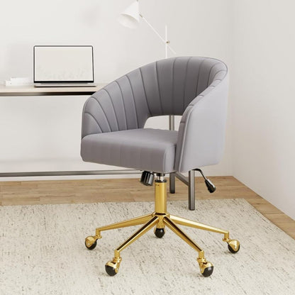 Swivel Velvet Tufted Armchair with Adjustable Gold Base