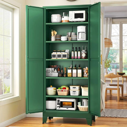 Kitchen Pantry Storage Cabinet with 2 Door & 5 Adjustable Shelves