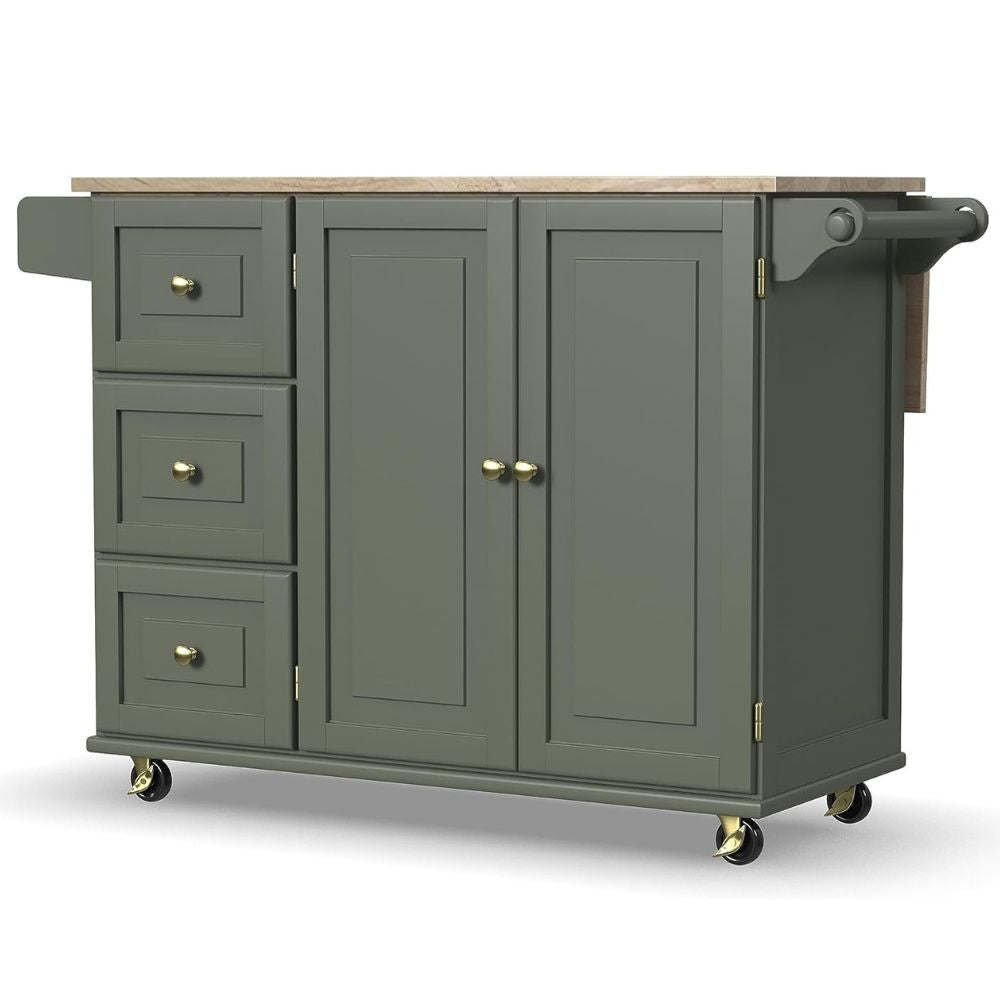 Kitchen Island Cart with Storage & Drop Leaf