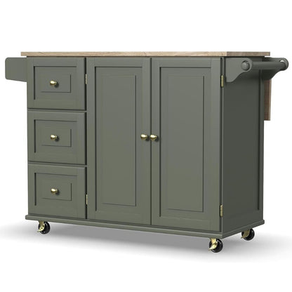 Kitchen Island Cart with Storage & Drop Leaf