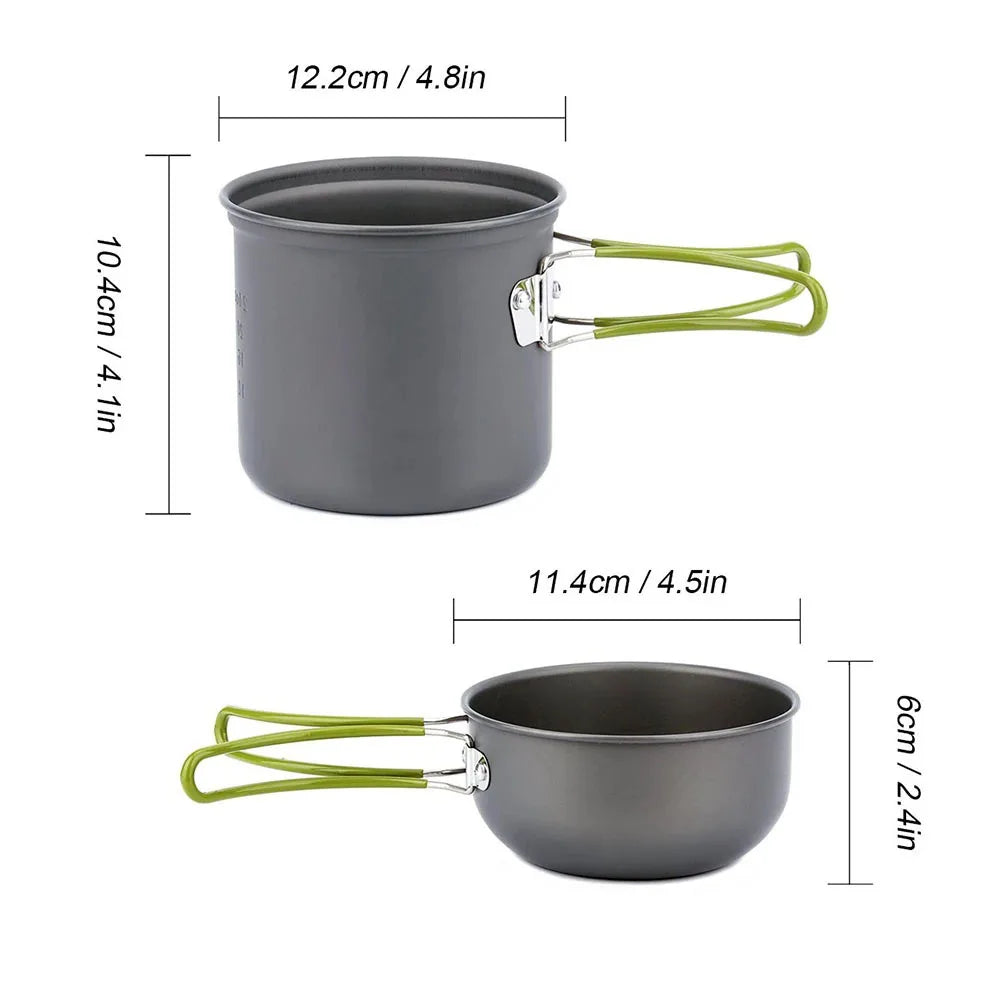 Camping Outdoor Cookware Kit: Pot & Utensils for Backpacking Hiking & Picnic