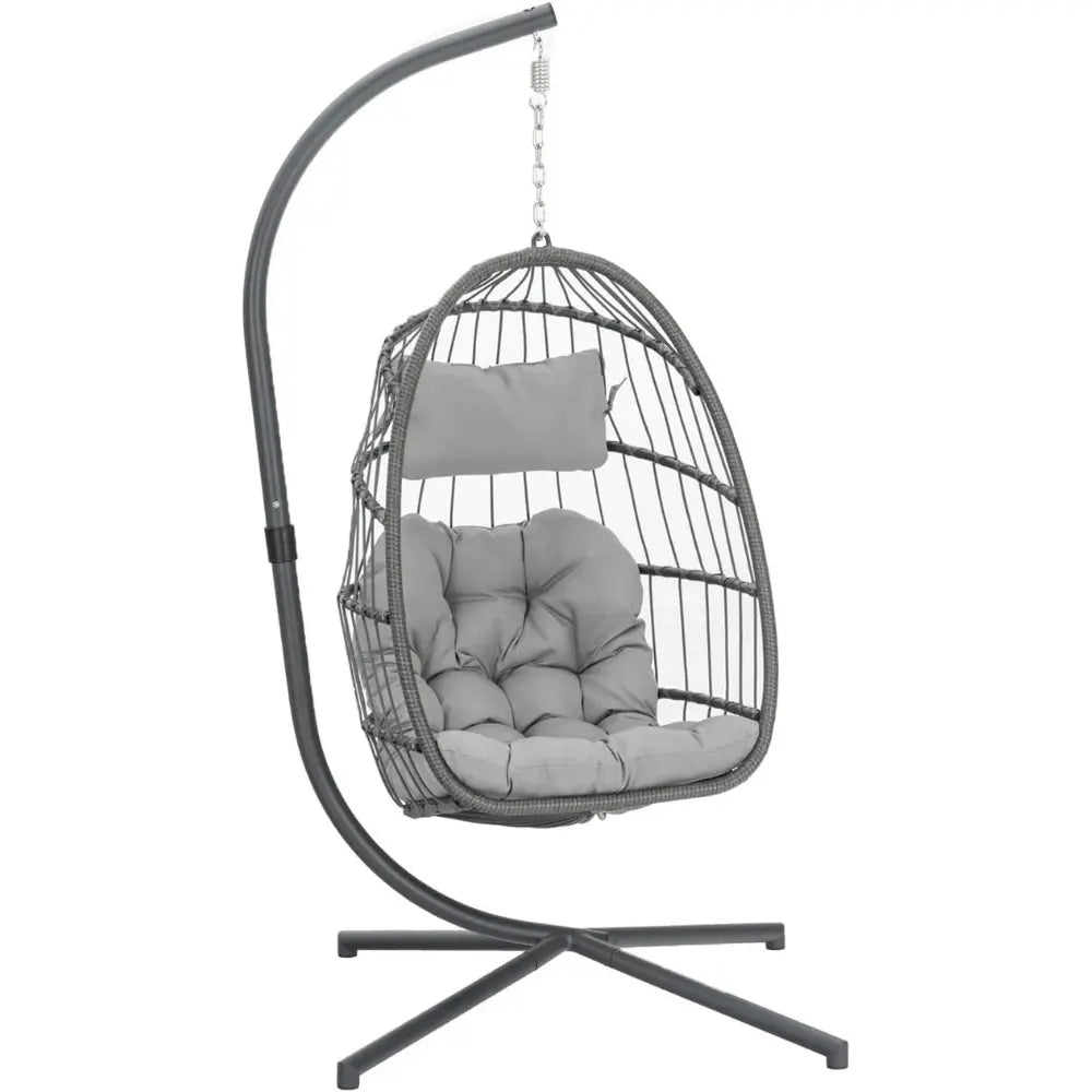 Egg Chair with Stand: Rattan Wicker Hanging Swing